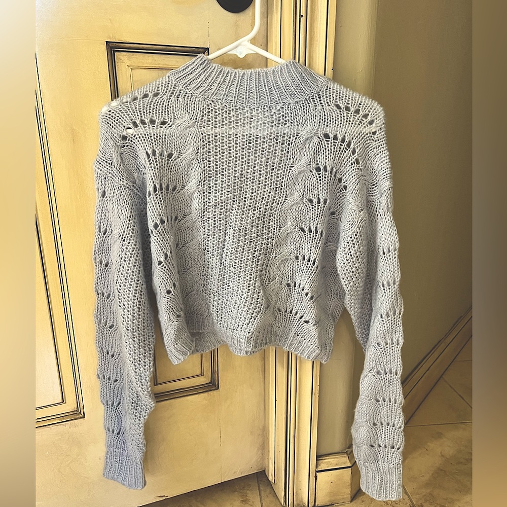 Woven Heart purple turtleneck cropped sweater | XS